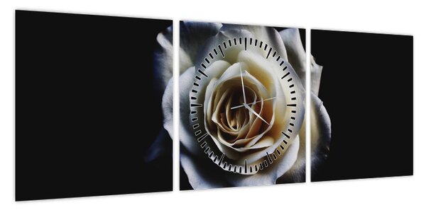 Obraz białej róży (z zegarem) (90x30 cm)