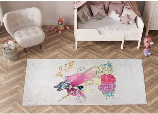 Dywan dziecięcy odpowiedni do prania w kolorze kości słoniowej 100x160 cm Cute Unicorn – Vitaus