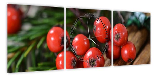 Obraz jagód i cynamonu (z zegarem) (90x30 cm)