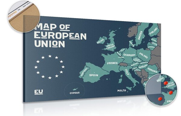 Obraz mapa edukacyjna z nazwami państw Unii Europejskiej