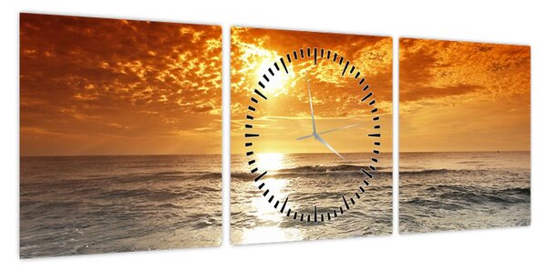 Obraz zachód słońca na Korsyce (z zegarem) (90x30 cm)