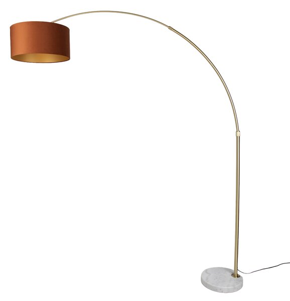 Stalowa lampa podłogowa z pomarańczowym kloszem i złotym wnętrzem 50 cm - XXL