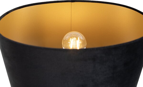 Lampa stołowa czarna z czarnym owalnym kloszem 35 cm - Thijmen