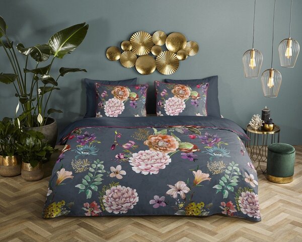 Antracytowa pościel dwuosobowa z satyny bawełnianej 240x220 cm Parma – Descanso