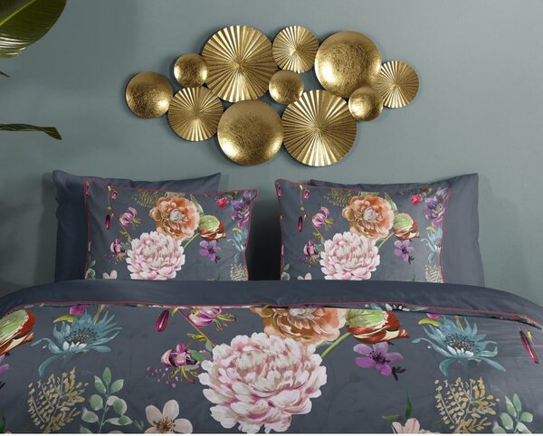 Antracytowa pościel dwuosobowa z satyny bawełnianej 240x220 cm Parma – Descanso