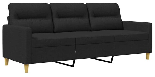 Sofa 3-osobowa, czarna, 180 cm, tapicerowana tkaninÄ