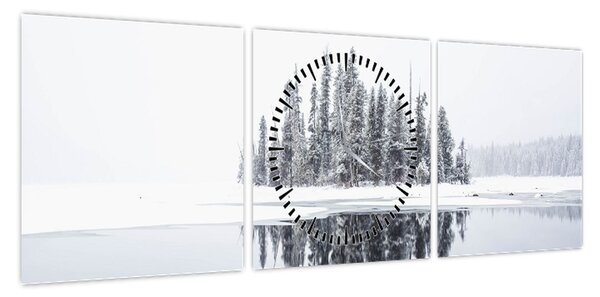 Obraz - Było biało (z zegarem) (90x30 cm)
