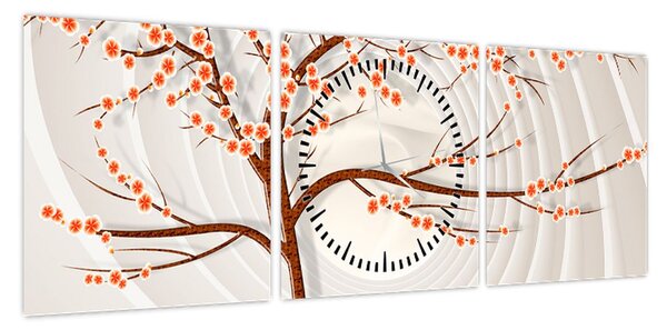 Obraz - Drzewo w nieskończoności (z zegarem) (90x30 cm)