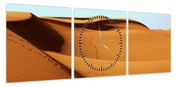 Obraz - Ślady na pustyni (z zegarem) (90x30 cm)