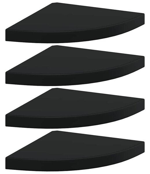 Narożne półki ścienne, 4 szt., czarne, 35x35x3,8 cm, mdf