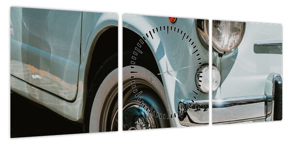 Obraz - Fiat retro samochód (z zegarem) (90x30 cm)