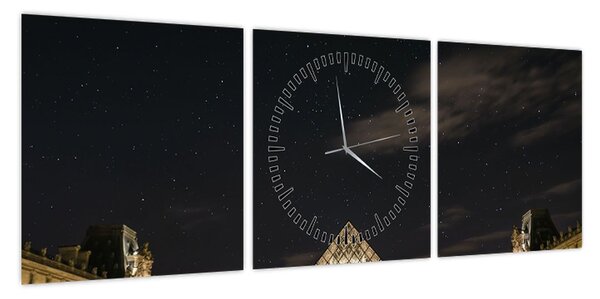 Obraz - Luwr w nocy (z zegarem) (90x30 cm)
