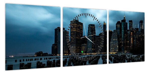 Obraz - Widok na drapacze chmur Nowego Jorku (z zegarem) (90x30 cm)