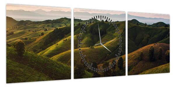 Obraz - Widok na tajskie wzgórza (z zegarem) (90x30 cm)