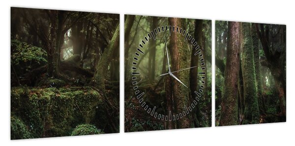 Obraz - Tajemniczy las (z zegarem) (90x30 cm)