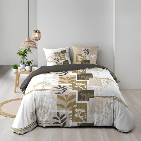 Biało-brązowa bawełniana pościel dwuosobowa 240x220 cm Utopia – douceur d'intérieur
