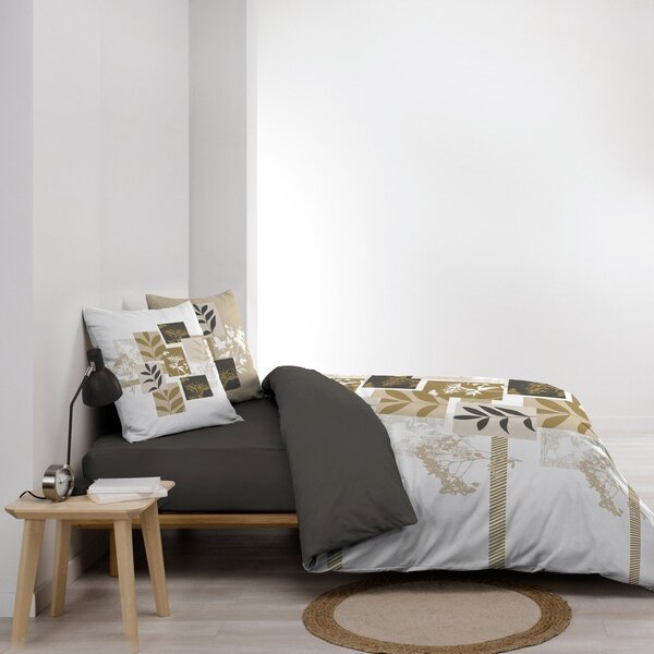 Biało-brązowa bawełniana pościel dwuosobowa 240x220 cm Utopia – douceur d'intérieur