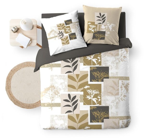 Biało-brązowa bawełniana pościel dwuosobowa 240x220 cm Utopia – douceur d'intérieur
