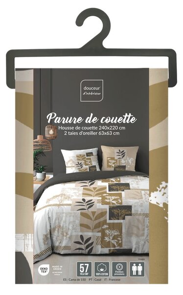Biało-brązowa bawełniana pościel dwuosobowa 240x220 cm Utopia – douceur d'intérieur