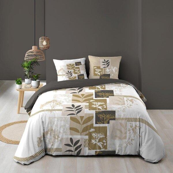 Biało-brązowa bawełniana pościel dwuosobowa 240x220 cm Utopia – douceur d'intérieur
