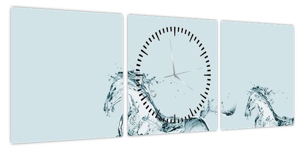 Obraz - Konie z kropli wody (z zegarem) (90x30 cm)