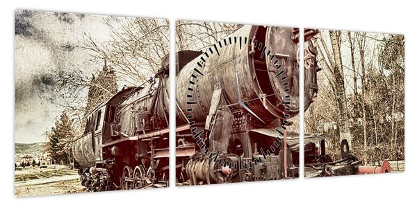 Historyczny wizerunek lokomotywy (z zegarem) (90x30 cm)