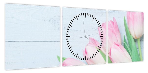 Zdjęcie - Bukiet tulipanów (z zegarem) (90x30 cm)