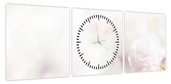 Obraz delikatnych kwiatów (z zegarem) (90x30 cm)