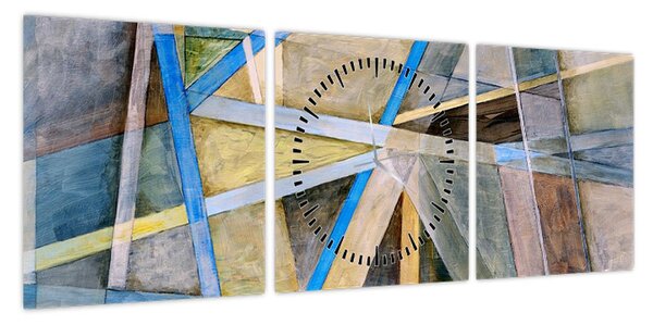 Obraz - Abstrakcja (z zegarem) (90x30 cm)