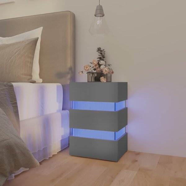 Szafka nocna z LED, szara, 45x35x67 cm, materiał drewnopochodny