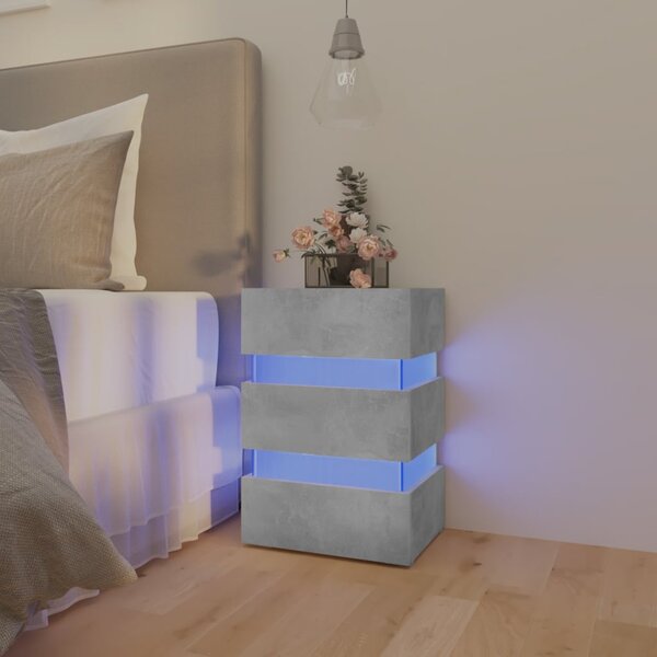 Szafka nocna z LED, szara, 45x35x67 cm, materiał drewnopochodny