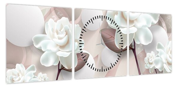 Obraz - Kwiat róży (z zegarem) (90x30 cm)