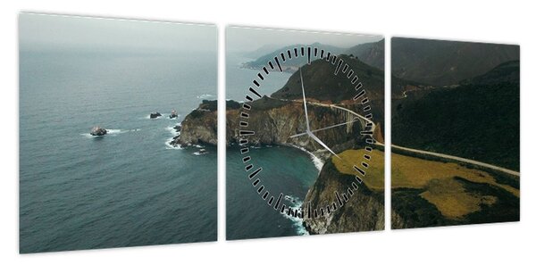 Obraz - Klif w oceanie (z zegarem) (90x30 cm)