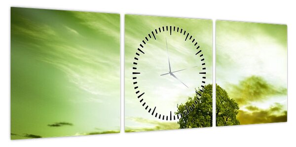 Obraz - Drzewo życia (z zegarem) (90x30 cm)