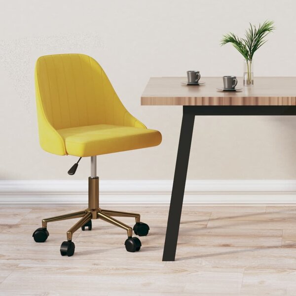 Obrotowe krzesło stołowe, żółte, aksamitne