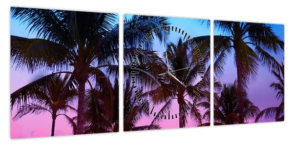 Obraz - Palmy w Miami (z zegarem) (90x30 cm)