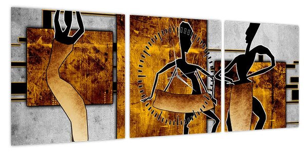 Obraz - Motywy kultury afrykańskiej (z zegarem) (90x30 cm)