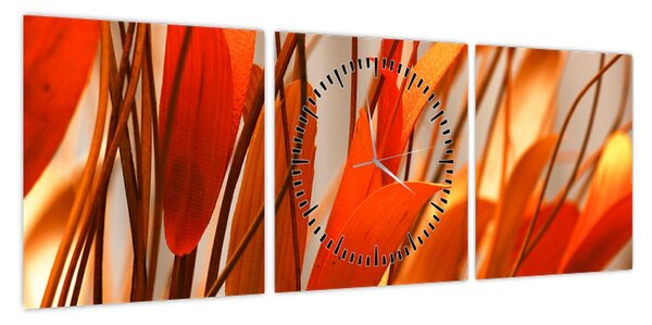 Obraz płatków kwiatów (z zegarem) (90x30 cm)