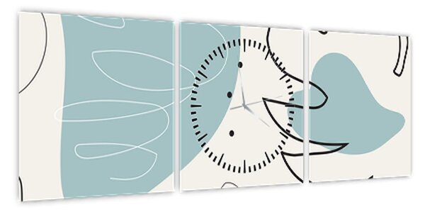 Obraz - ilustracja liścia (z zegarem) (90x30 cm)
