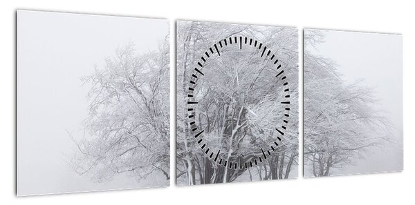 Obraz - Biała zima (z zegarem) (90x30 cm)