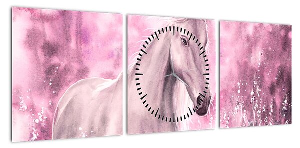 Obraz - Malowany koń (z zegarem) (90x30 cm)