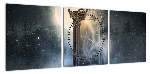 Obraz - Magiczne lustro (z zegarem) (90x30 cm)