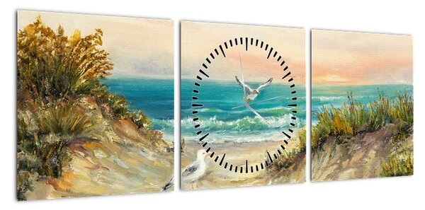 Obraz - Piaszczysta plaża (z zegarem) (90x30 cm)