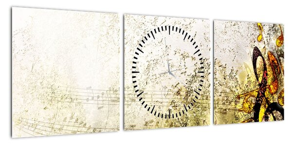 Obraz - Potęga muzyki (z zegarem) (90x30 cm)