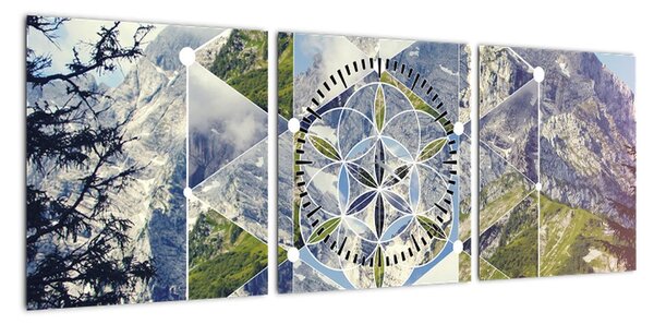 Obraz - Figura geometryczna (z zegarem) (90x30 cm)