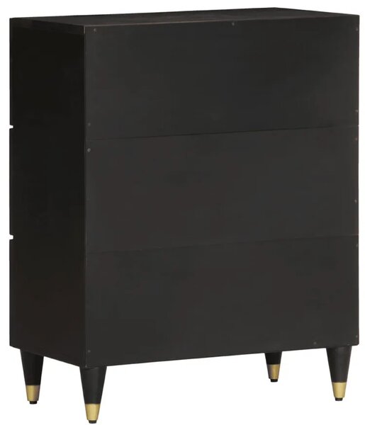 Czarna drewniana komoda retro z 3 szufladami C3-H19