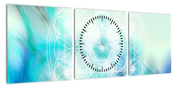 Obraz - Merkaba w turkusowym tle (z zegarem) (90x30 cm)