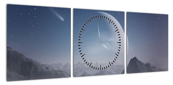 Obraz - Niebo nad skałami (z zegarem) (90x30 cm)