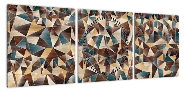 Obraz trójkątów (z zegarem) (90x30 cm)