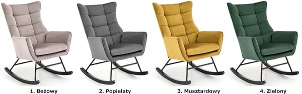 Musztardowy welwetowy fotel bujany N3-R07